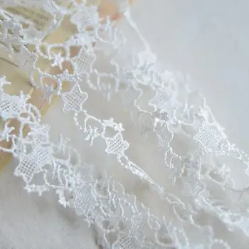 10 метров полиэфирной кружевной ленты с вышивкой в виде звезды и цветка ручной работы, белая кружевная отделка для шитья своими руками