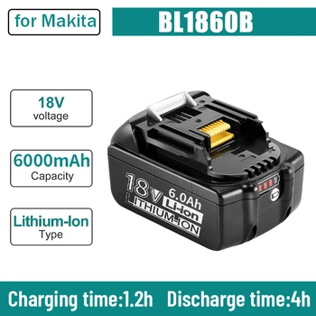 100% Оригинальный Для Makita Аккумулятор для Электроинструментов 18V 6000mAh со светодиодной Литий-ионной Заменой LXT BL1860B BL1860 BL1850