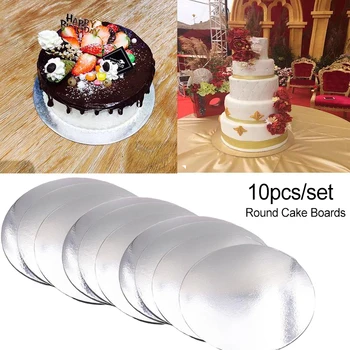 10ШТ 8/10-дюймовых круглых досок для торта, картонная доска из пищевого золота, для выпечки торта, твердая бумажная подушечка, инструмент для выпечки