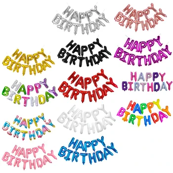 16-дюймовый воздушный шар с Днем рождения, английские буквы, Набор воздушных шаров из алюминиевой пленки, Детская вечеринка, Набор воздушных шаров на первый день рождения ребенка