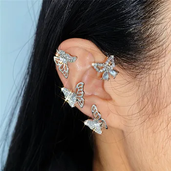 2022 Корейская металлическая геометрическая ушная манжета в виде сердца, наращиваемые простые серьги-клипсы С-образной формы для ушей для женщин, эстетические украшения
