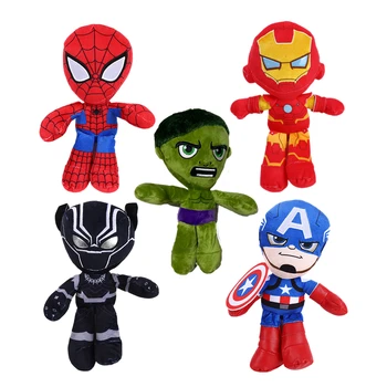 25 см Плюшевые игрушки Disney Marvel Человек-паук Халк Железный Человек Капитан Америка Мультяшные фигурки Аниме Милые куклы Подарки детям на День рождения Декор