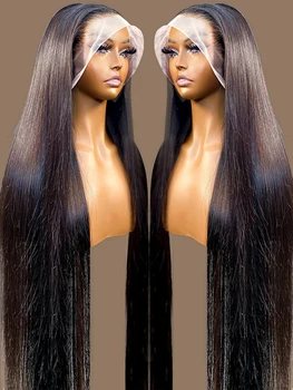 30-дюймовые прозрачные парики из человеческих волос с прямым кружевом спереди 13x4 для женщин, парики из человеческих волос с прямым кружевом спереди, предварительно Выщипанный парик