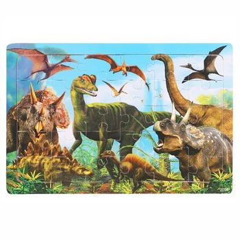 30 штук Животные Динозавр Пазл Деревянный для детей дошкольного возраста Детские пазлы Мультфильм Обучающие Рождественские игрушки для детей