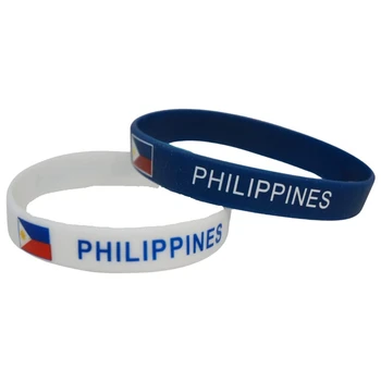 300шт Флаги стран Филиппины, белые синие Резиновые браслеты, Силиконовые браслеты