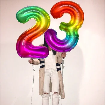 32 40-дюймовые большие воздушные шары из фольги на День рождения, гелиевые шарики с цифрами, украшения для вечеринки с Днем рождения, детские игрушки Air Globos