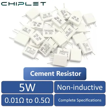 5шт 5 Вт Неиндуктивный Цементный резистор MPR SLR 0,01 Ом 0,015 Ом 0,02 Ом 0,025Ом 0,03 Ом 0,068 Ом 0,07 Ом 0,075 Ом 0,25 Ом 0,3 Ом ОМ 0,33 Ом 0,47Ом 0,5 Ом