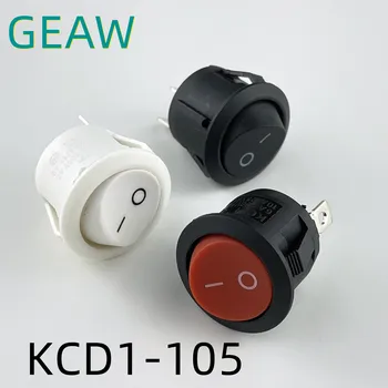 5шт маленьких круглых переключателей-лодочек диаметром KCD1-105, черный, мини-круглый, черный, белый, красный, 2-контактный переключатель включения-выключения