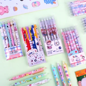 6 шт./компл. милые мультяшные гелевые ручки Kawaii 0,5 мм для подписи, школьные принадлежности, подарок для детей, канцелярские принадлежности