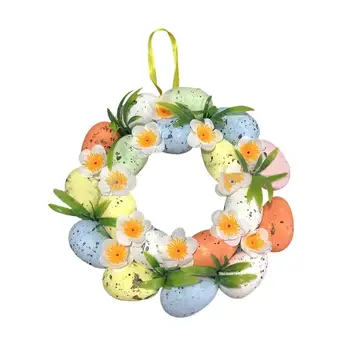 7,87-дюймовый Пасхальный венок Праздничный декор с разноцветным яйцом Искусственные цветы Венки для наружной праздничной Весенне-летней домашней вечеринки