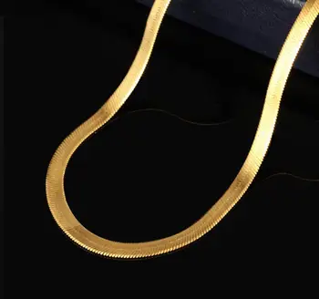 7 Мм 10 мм Мужчины хип-хоп золотого цвета Плоская змеиная медная цепочка Женское ювелирное ожерелье