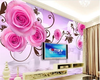 beibehang Interior Advanced Большие 3D Обои Rose Reflex Box TV Спальня Гостиная Фон Стены papel de parede 3d behang