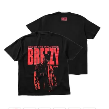 Breezy Under The Influence Tour 2023 Крис Браун Мужская футболка Летняя Хипстерская Футболка в стиле Хип-хоп с коротким рукавом Homme Streetwear