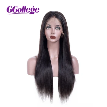 CCollege Бразильские прямые парики из человеческих волос, полностью Кружевные Фронтальные парики для чернокожих женщин, волосы без Реми, предварительно выщипанные с Детскими волосами
