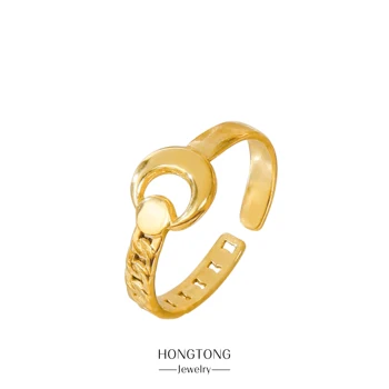 HONTONG Luxury 18-Каратное позолоченное Модное кольцо Moon Sun Ring с масляным покрытием Поставляет Популярные Аксессуары Оптом в южноамериканском стиле.