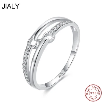 JIALY Fine European AAA CZ Двухслойная линия S925 Стерлингового серебра Кольцо для женщин День рождения Свадебный подарок Ювелирные изделия