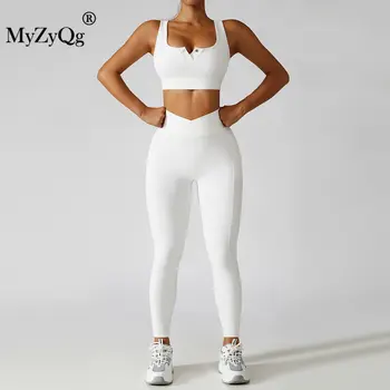MyZyQg High Strength Gathering, комплект из 2 предметов для йоги, Профессиональный спортивный бюстгальтер для тренировок, колготки для бега, брючный костюм для фитнеса.