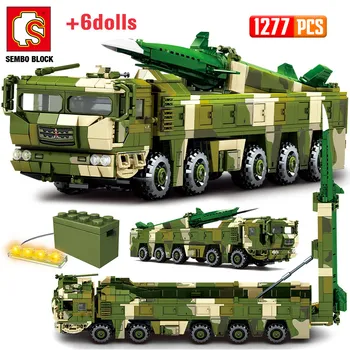 SEMBO BLOCK Модель ракетного грузовика времен Второй мировой войны Строительный блок Боевой армейский автомобиль Строительный блок Детская игрушка-головоломка в подарок