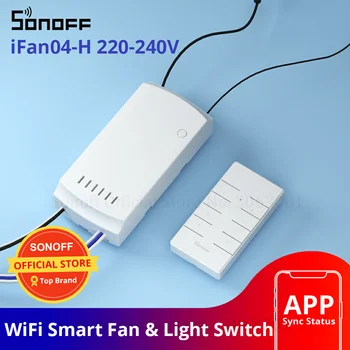 SONOFF iFan04-H WiFi Smart Fan Switch 220-240 В Регулировка Освещения Вентилятора Контроллер Поддержка APP Voice 433 МГц RF Пульт Дистанционного Управления для Alexa