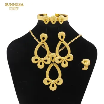 SUNNESA Итальянское ожерелье из 18-каратного золота, Серьги, браслет, набор для женщин, Роскошные ювелирные наборы из Дубая, подарок для Африканской свадьбы