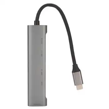 USB C Концентратор 4K HD Мультимедийный Интерфейс Выход PD Быстрая Зарядка Type C до 3,5 мм Звук 5 в 1 Многопортовый Адаптер новый