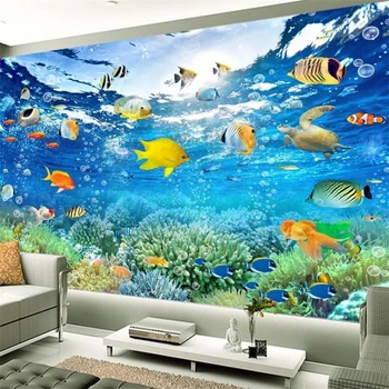 wellyu Пользовательские крупномасштабные фрески 3D обои красивый подводный мир телевизор диван фоновые обои для спальни