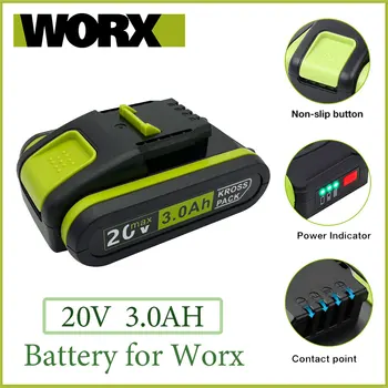 Worx Новые Электроинструменты Перезаряжаемая Сменная Батарея 20V 3000mAh Литиевая для Worx WA3551 WA3553 WX390 WX176 WX178 WX386 WX678