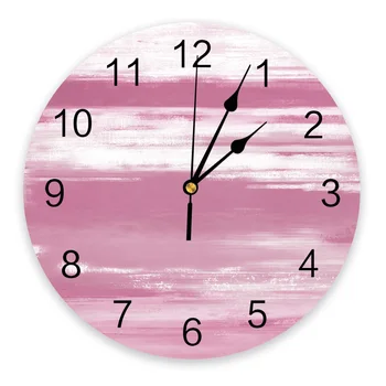 Абстрактные Розовые текстурные часы для гостиной Домашний декор Большие круглые настенные часы Без звука Кварцевые Настольные часы Украшение спальни Настенные часы