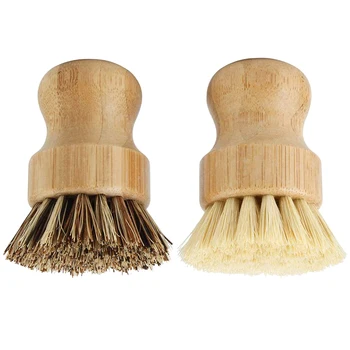 Бамбуковые щетки для мытья посуды, кухонные деревянные скрубберы для мытья чугунных сковород/ кастрюль, натуральная сизалевая щетина