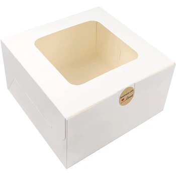 Белая коробка для торта из 24 частей с окошком, подходящая для тортов, шоколадного печенья, вечеринок по случаю Дня рождения, свадеб и Дня Святого Валентина