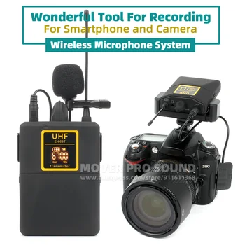 Беспроводная петличная микрофонная система для камеры, зеркальной камеры, смартфона, мобильного телефона, зажима для галстука на лацкане, микрофона, видеоблога, записи прямой трансляции