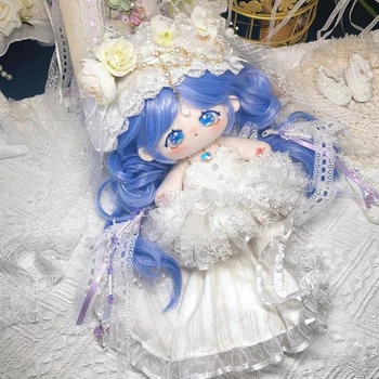 В наличии милая принцесса Пу Джи, голубые вьющиеся волосы, 20 см, плюшевая кукла для девочек из аниме, плюшевая подушка для тела, подарки для косплея