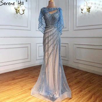 Вечерние платья Serene Hill Luxury Mermaid Синего цвета, вечерние платья, расшитые бисером и бриллиантами, элегантные 2023 Для женщин GLA70910