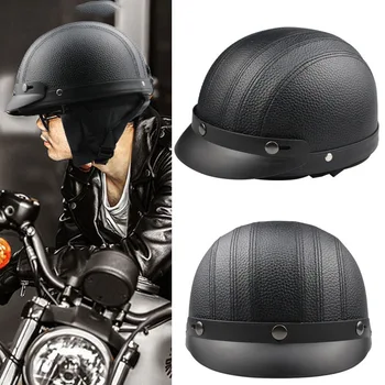Винтажный мотоциклетный шлем с половиной лица для мужчин и женщин, ретро-шлем для скутера, защита головы мотоцикла для Harley