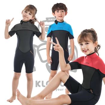 Водолазный костюм из неопрена 2,5 мм, детский цельный купальник с коротким рукавом, солнцезащитный костюм для подводного плавания, серфинга, водных видов спорта, водолазный костюм