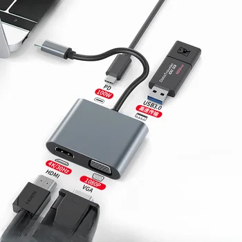 Док-станция Type-C USB-Док-станция HD HDMI-Концентратор 4k Проектор 4-в-1 Ноутбук-Концентратор Для Xiaomi Lenovo Macbook