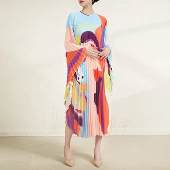 Европейское и Американское модное платье с мультяшным принтом для женщин 2023, весеннее повседневное платье трапециевидной формы с круглым вырезом, женская одежда