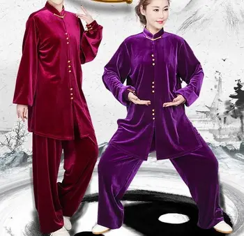 женская осенне-зимняя униформа тайцзи цюань, костюмы ушу кунг-фу, костюмы для тренировок по боевым искусствам, фиолетовая /зеленая /розовая
