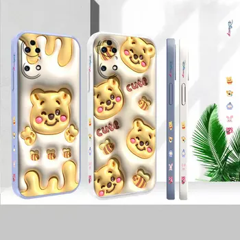 Жидкий Силикон Для Huawei P60 P50 P40 P30 P20 Mate 50 40 30 20X20 10 Pro Plus Цветная Обложка 3D Art Winnie The Pooh Case Funda 