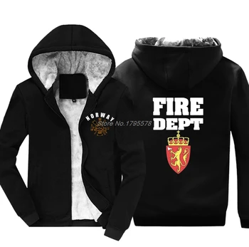Зимняя мужская толстовка на молнии с утеплением Firefighter Пожарная служба Великобритании Норвегия Толстовки Куртка в стиле хип-хоп Harajuku Уличная одежда