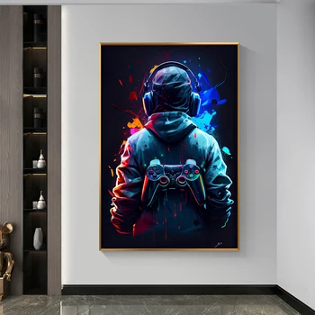 Игровая консоль, Холст с изображением космического астронавта, современная живопись, настенный художественный плакат и принты, Украшение для дома, декор для гостиной
