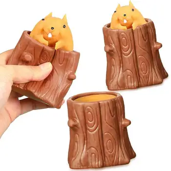 Игрушки Squeeze Squirrel, Декомпрессионная чашка Evil Squirrel, Сенсорная игрушка-непоседа, ручка, пни для снятия стресса, подарок для подростков, детей и взрослых