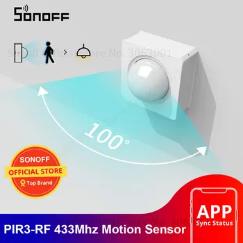 Интеллектуальный датчик движения SONOFF PIR3-RF 433 МГц Работает с SONORF Bridge через приложение eWeLink Alarm Notification Smart Scene для Умного дома