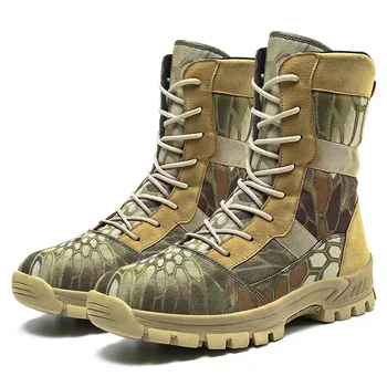 Камуфляжные армейские ботинки с высоким вырезом 2022 года, тактические мужские ботинки для боя в пустыне на шнуровке, военный спецназ, уличная обувь