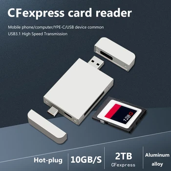 Кард-Ридер 10 Гбит/с Магнитный Type-C USB3.1 GEN 2 С Двойным интерфейсом CFexpress Для Чтения Карт Сменный Адаптер для Портативного Компьютера