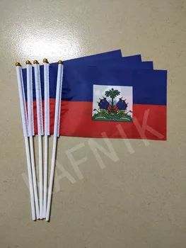 Кафник, 5шт 14 *21 см Флаг Гаити, размахивающий флагом, Национальный ручной флаг, бесплатная доставка