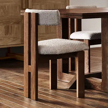 Китайские обеденные стулья из массива дерева в стиле ретро, Простые Домашние Стулья для переодевания из бархата Ягненка, Дизайнерский стул для отдыха на приеме в семье