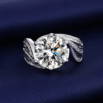 Кольцо с лабораторным бриллиантом Solitaire 5 карат из стерлингового серебра 925 пробы, Обручальные кольца для женщин и мужчин, ювелирные изделия для помолвки Promise