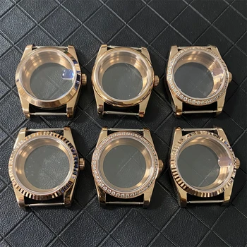 Корпус NH35 36 мм PVD Розовое золото нержавеющая сталь сапфировое стекло Корпус часов подходит для часов с механизмом NH35 NH36 Циферблат 28,5 мм