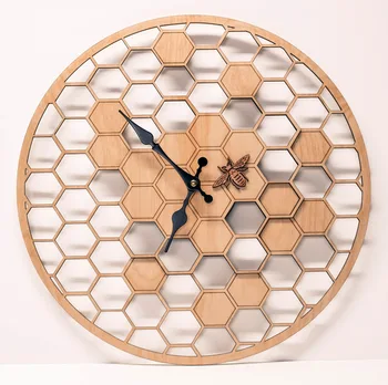 Креативные настенные часы из дерева в виде пчелиных сот, Милые часы с пчелкой, Кварцевые часы, Модные